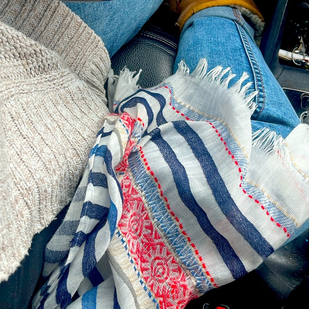 Boho Navy & red scarf